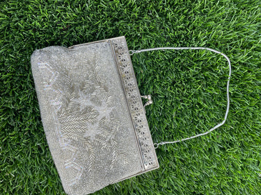 1950’s Silver & White Beaded Cocktail Purse